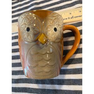 Elite Couture by Gibson Owl Mug Burnt Orange Reactive Glaze Stoneware 3D Bird
